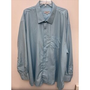 Men's Dress Shirt, Long Sleeve‎ Button Up, Light Blue, 4XL XXXX, Silver Label